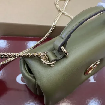Gucci 806017 GG Milano Mini Top Handle Bag Green puffy leather