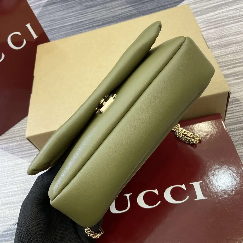 Gucci 806017 GG Milano Mini Top Handle Bag Green puffy leather