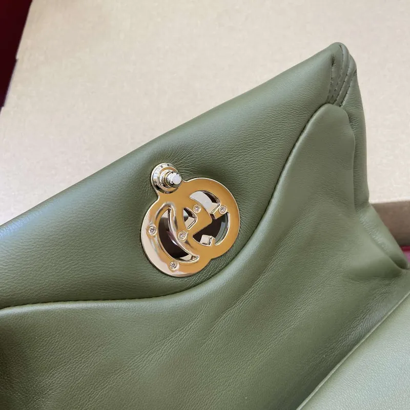 Gucci 806017 GG Milano Mini Top Handle Bag Green puffy leather