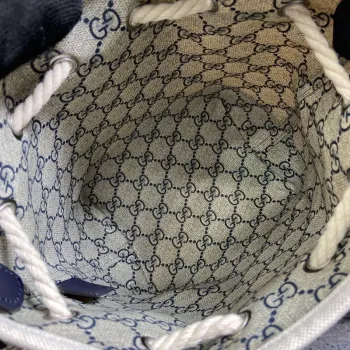 Gucci 777166 Shoulder Bag With Gucci Print Blue leather trim