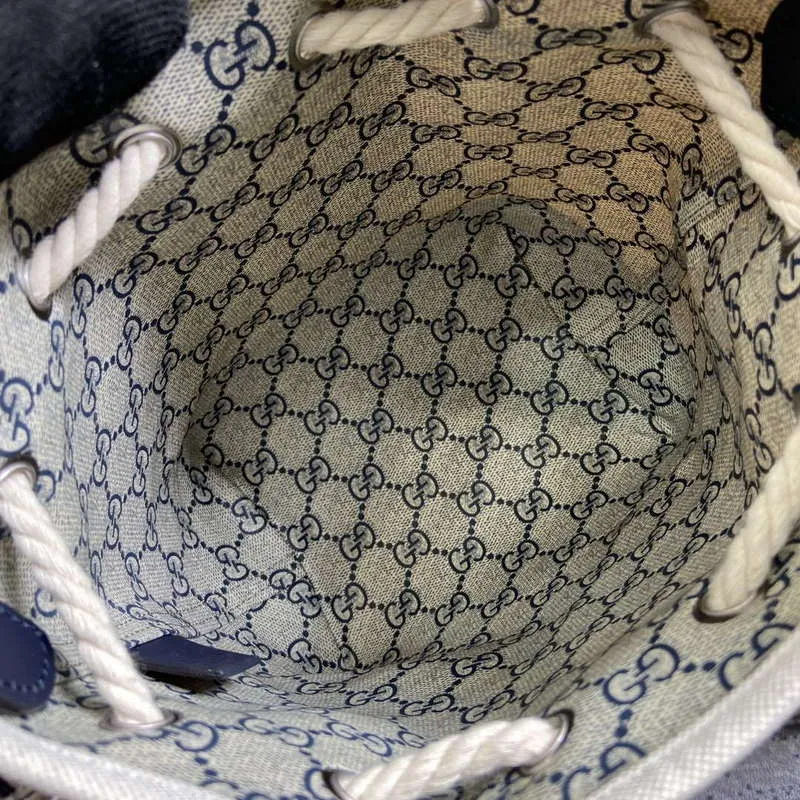 Gucci 777166 Shoulder Bag With Gucci Print Blue leather trim