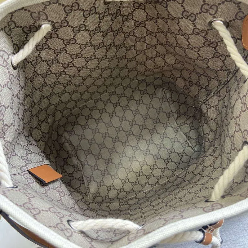 Gucci 772856 Shoulder Bag With Gucci Print Light brown leather trim