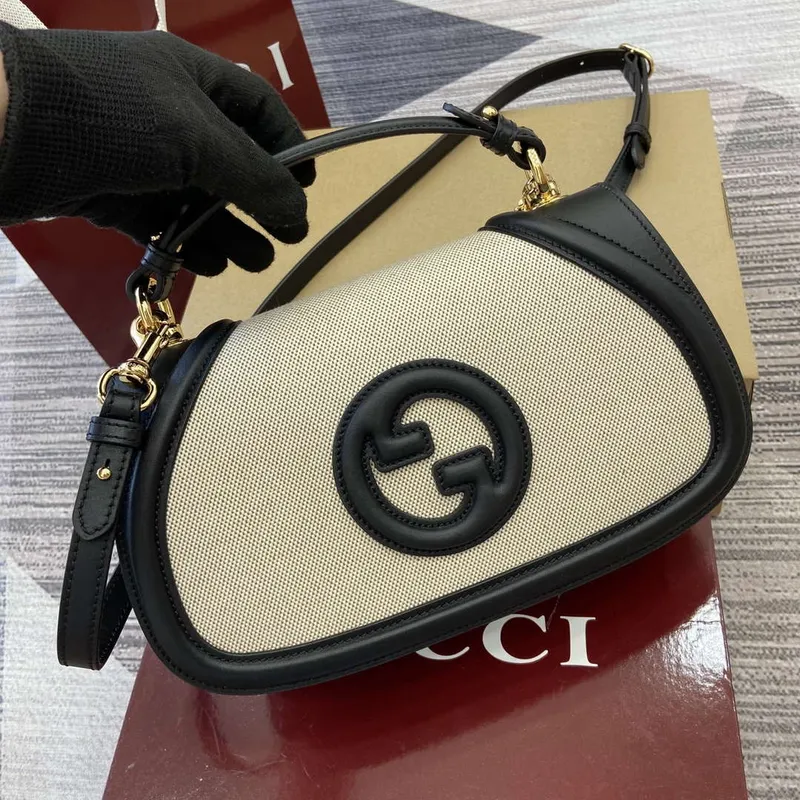 Gucci 815714 Gucci Blondie Small Top Handle Bag Black leather trim