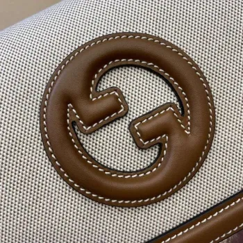 Gucci 815714 Gucci Blondie Small Top Handle Bag Beige cotton linen canvas