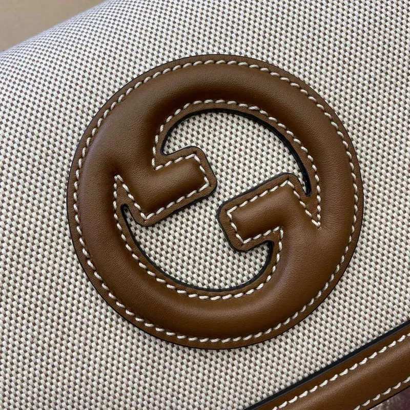 Gucci 815714 Gucci Blondie Small Top Handle Bag Beige cotton linen canvas