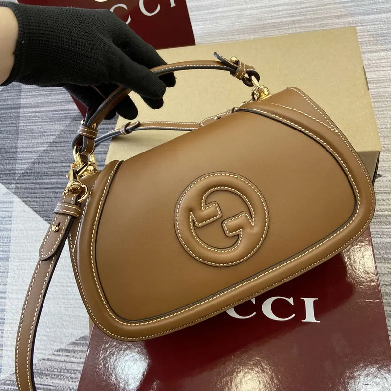 Gucci 815714 Gucci Blondie Small Top Handle Bag Brown smooth leather