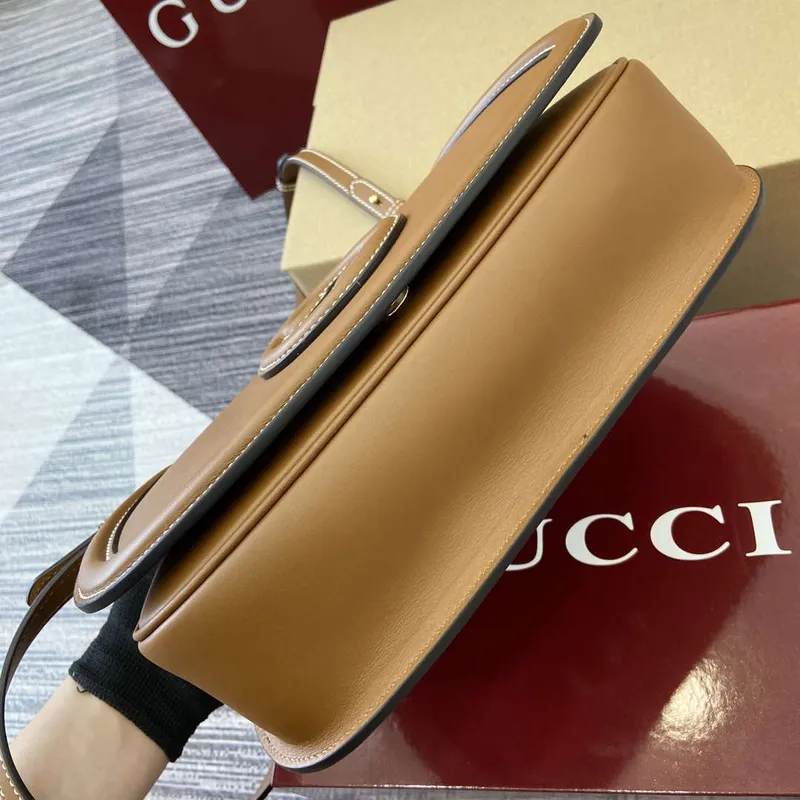 Gucci 815714 Gucci Blondie Small Top Handle Bag Brown smooth leather