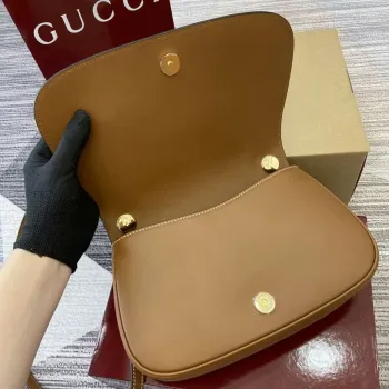 Gucci 815714 Gucci Blondie Small Top Handle Bag Brown smooth leather