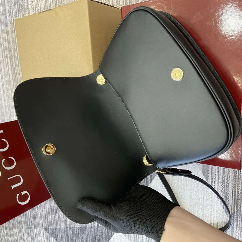 Gucci 815714 Gucci Blondie Small Top Handle Bag Black smooth leather