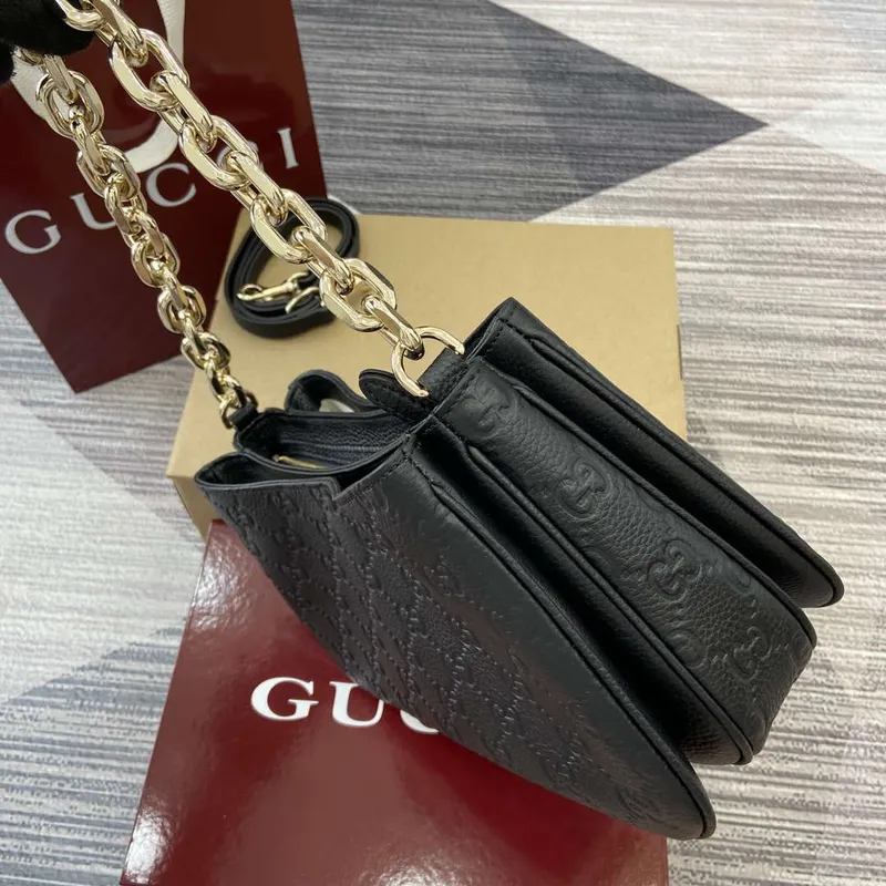 Gucci 815263 GG Emblem Small Shoulder Bag Black