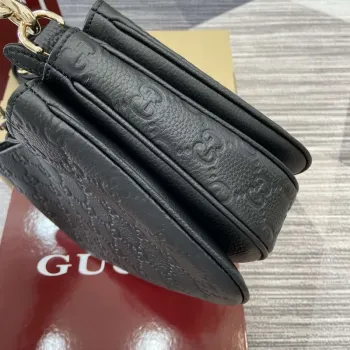 Gucci 815263 GG Emblem Small Shoulder Bag Black