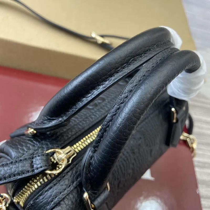 Gucci 815256 GG Emblem Super Mini Top Handle Bag Black