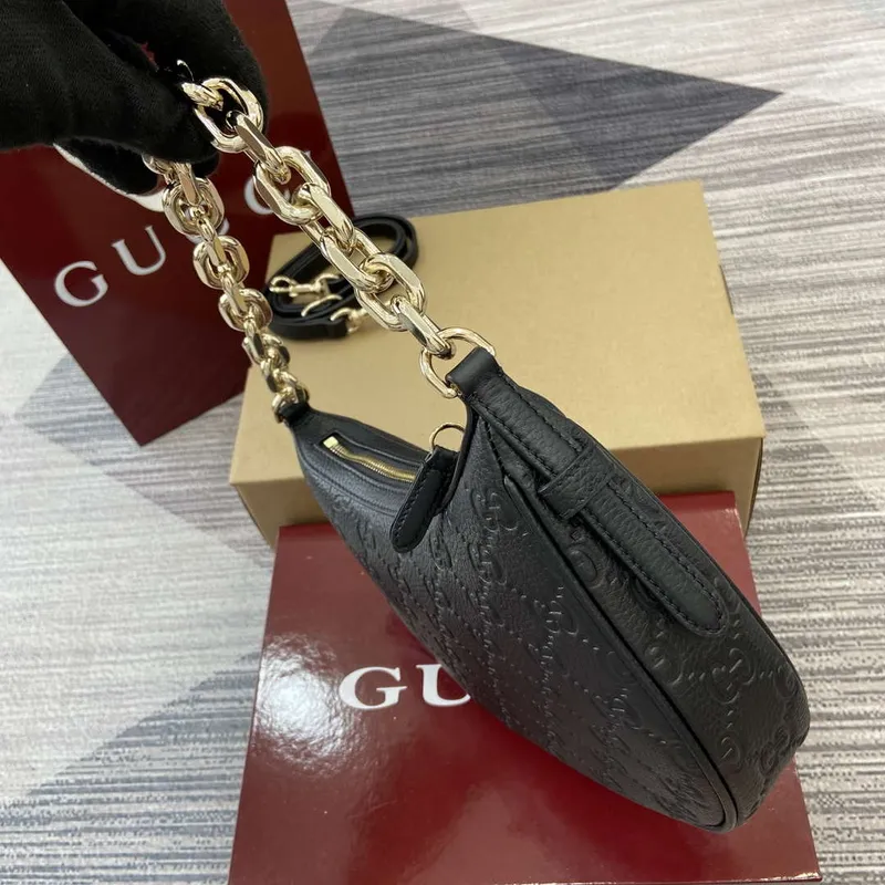 Gucci 815409 GG Emblem Small Shoulder Bag Black