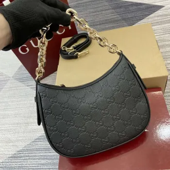 Gucci 815409 GG Emblem Small Shoulder Bag Black