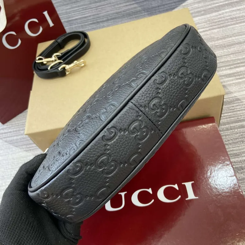 Gucci 815409 GG Emblem Small Shoulder Bag Black