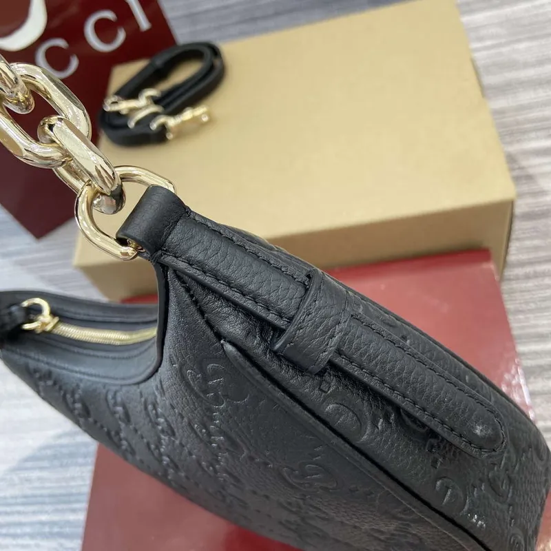 Gucci 815409 GG Emblem Small Shoulder Bag Black