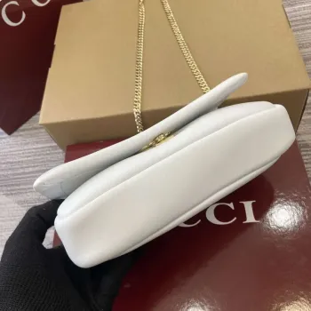 Gucci 806017 GG Milano Mini Top Handle Bag White puffy leather