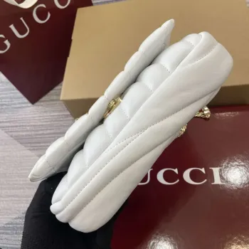 Gucci 806017 GG Milano Mini Top Handle Bag White puffy quilted leather