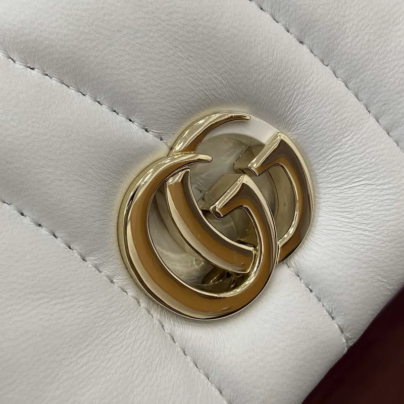 Gucci 806017 GG Milano Mini Top Handle Bag White puffy quilted leather