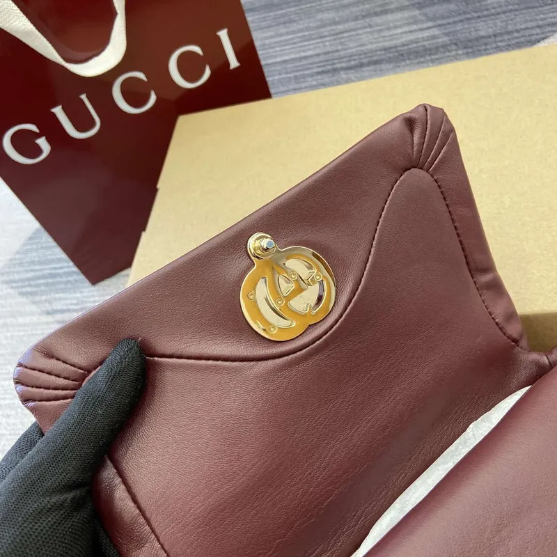Gucci 806017 GG Milano Mini Top Handle Bag Red puffy leather