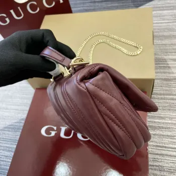 Gucci 806017 GG Milano Mini Top Handle Bag Red puffy quilted leather