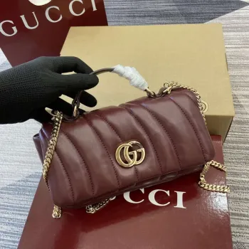 Gucci 806017 GG Milano Mini Top Handle Bag Red puffy quilted leather