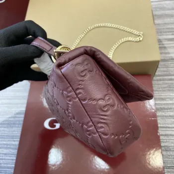 Gucci 806017 GG Milano Mini Top Handle Bag Red GG puffy leather