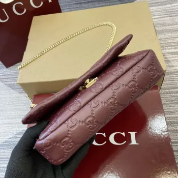 Gucci 806017 GG Milano Mini Top Handle Bag Red GG puffy leather