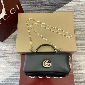 Gucci 806017 GG Milano Mini Top Handle Bag Black puffy leather