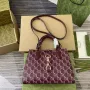 Gucci 795349 Small Tote Bag With Hook Closure Wine red and multicolour leather