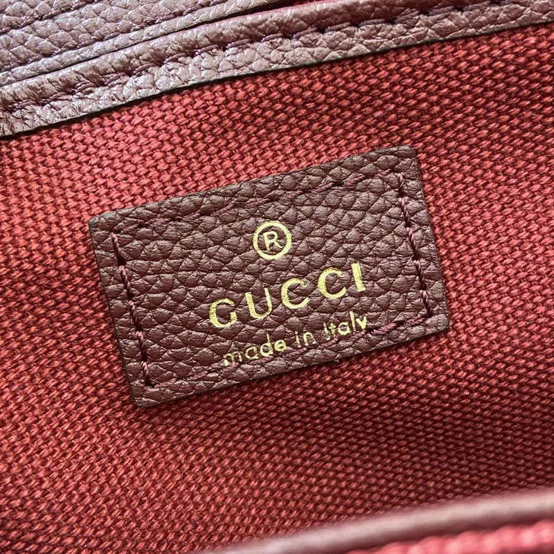 Gucci 795349 Small Tote Bag With Hook Closure Wine red and multicolour leather