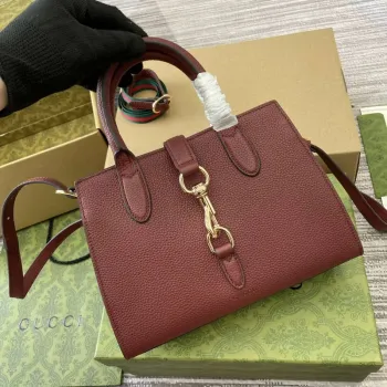 Gucci 795349 Small Tote Bag With Hook Closure Wine red