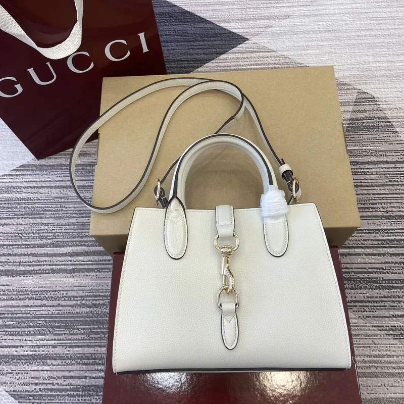 Gucci 795349 Small Tote Bag With Hook Closure Ivory
