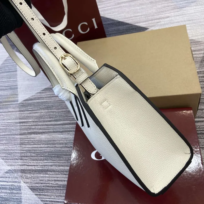 Gucci 795349 Small Tote Bag With Hook Closure Ivory