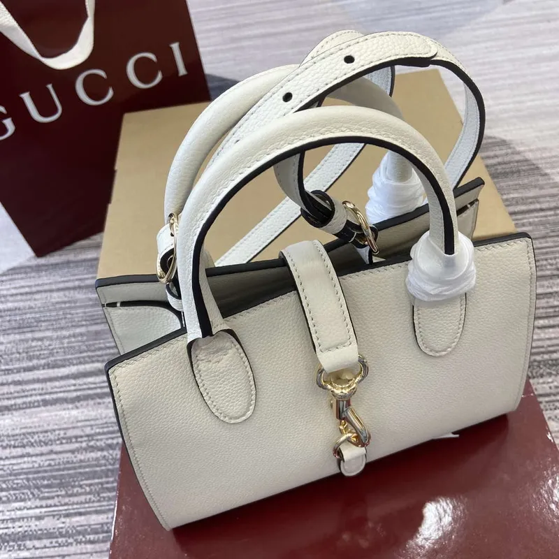 Gucci 795349 Small Tote Bag With Hook Closure Ivory