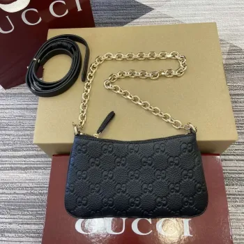 Gucci 815278 GG Emblem Super Mini Bag Black