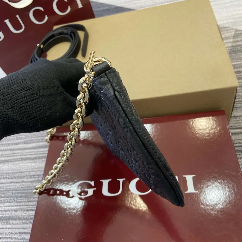 Gucci 815278 GG Emblem Super Mini Bag Black