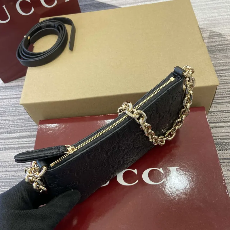 Gucci 815278 GG Emblem Super Mini Bag Black