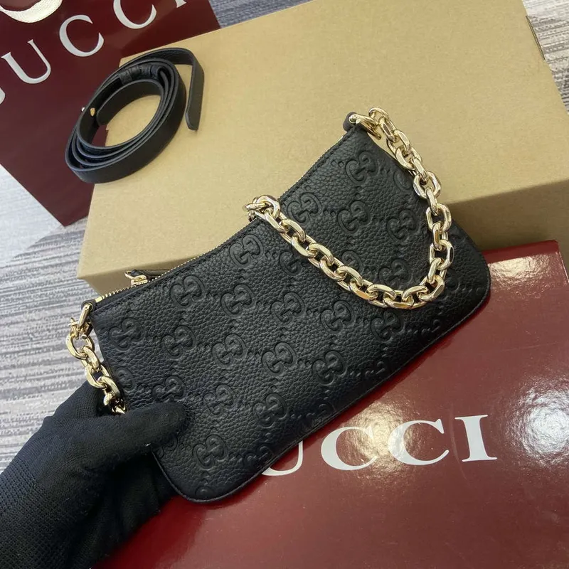 Gucci 815278 GG Emblem Super Mini Bag Black