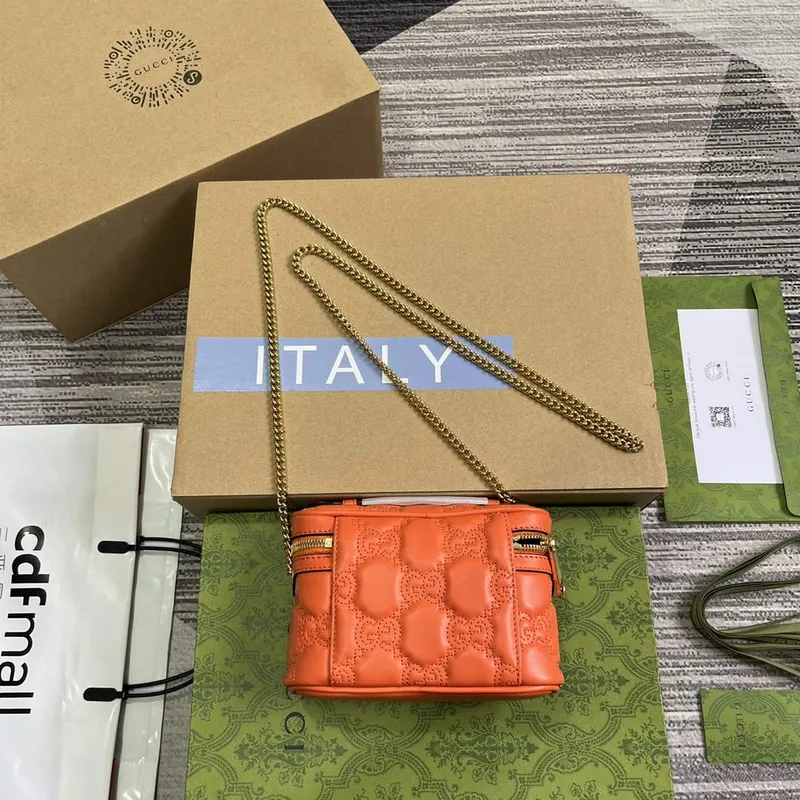 Gucci 723770 GG Matelasse Top Handle Mini Bag Orange