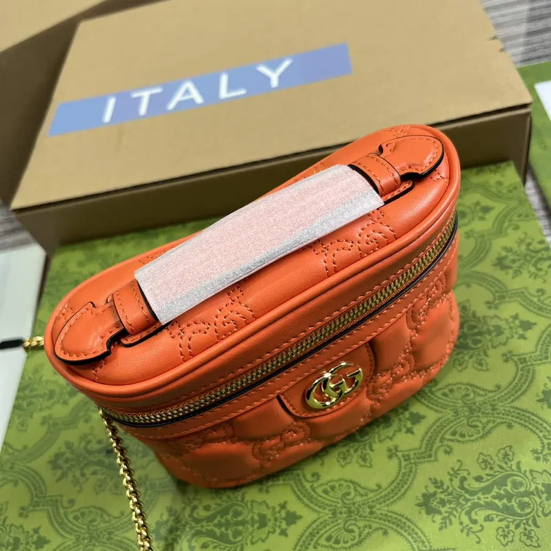Gucci 723770 GG Matelasse Top Handle Mini Bag Orange