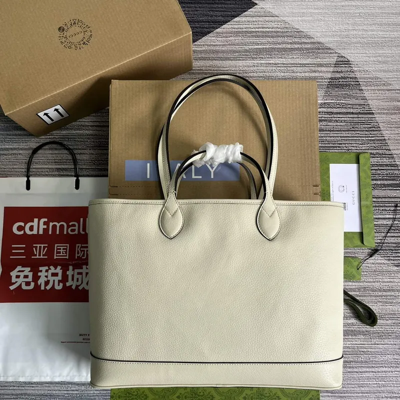Gucci   739730 Ophidia Medium Tote Bag White leather
