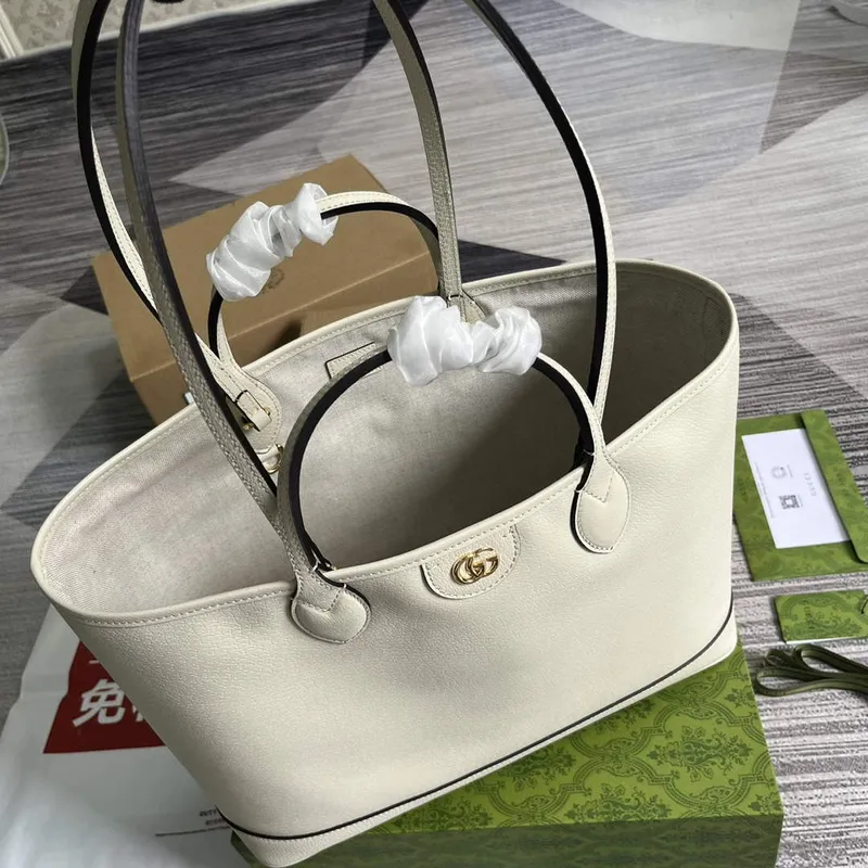 Gucci   739730 Ophidia Medium Tote Bag White leather