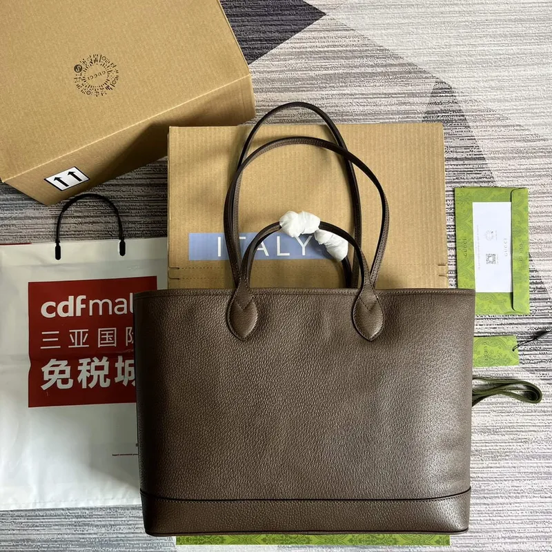 Gucci   739730 Ophidia Medium Tote Bag Brown leather