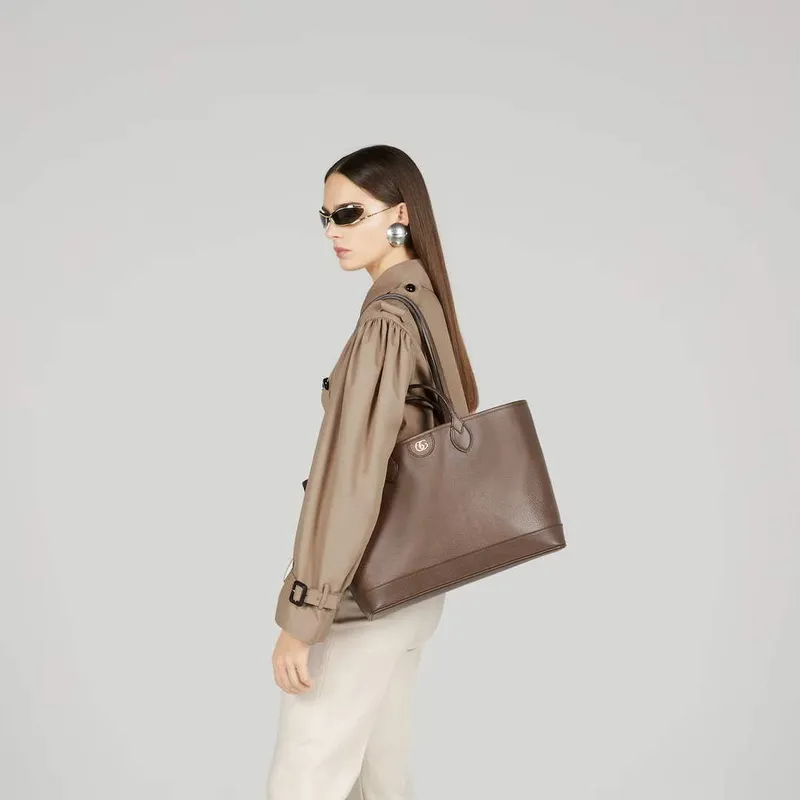 Gucci   739730 Ophidia Medium Tote Bag Brown leather