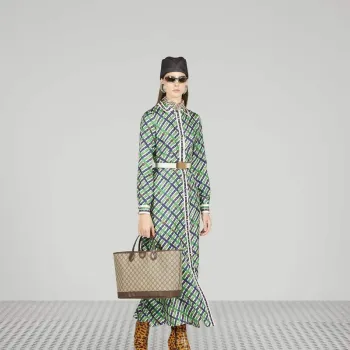 Gucci   739730 Ophidia Medium Tote Bag Beige and Brown