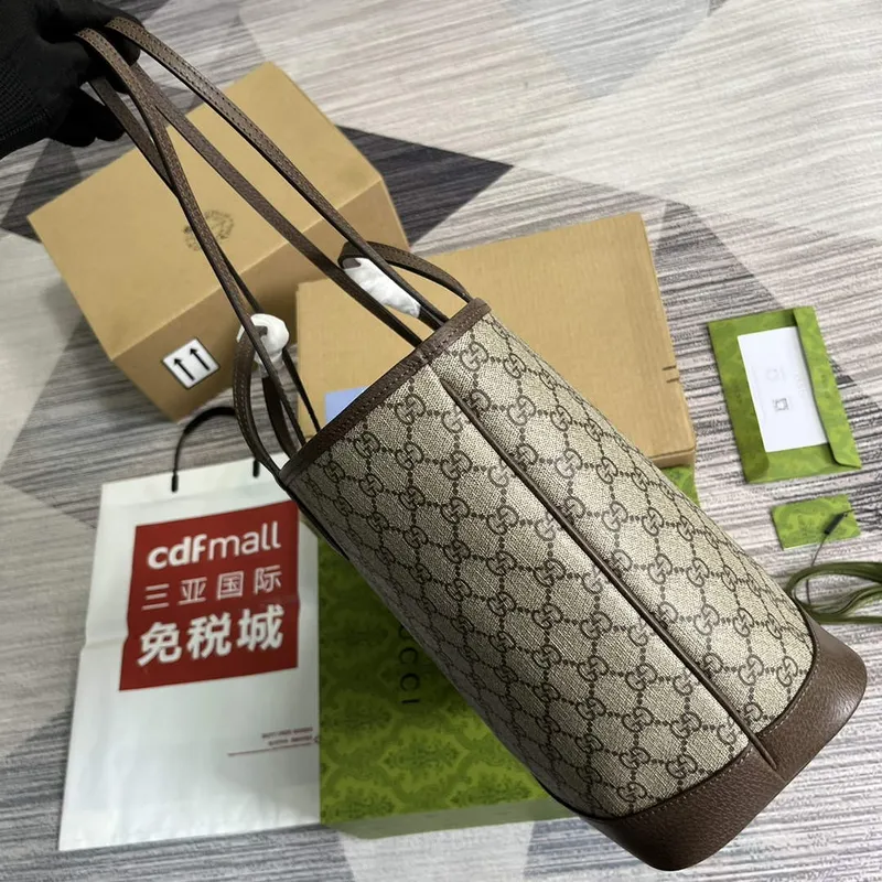 Gucci   739730 Ophidia Medium Tote Bag Beige and Brown