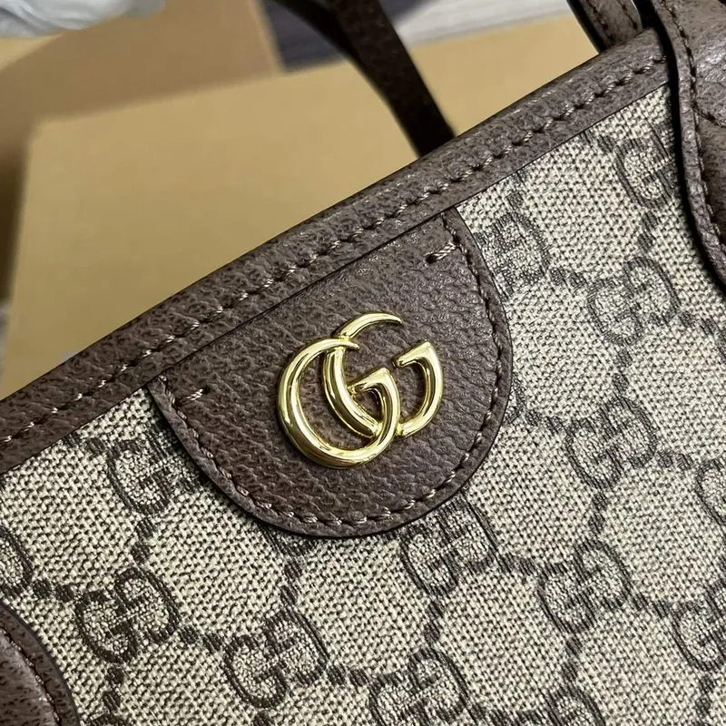Gucci   739730 Ophidia Medium Tote Bag Beige and Brown