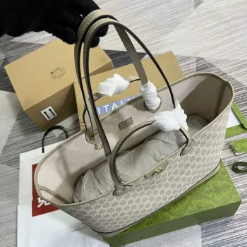 Gucci   739730 Ophidia Medium Tote Bag Beige and Oatmeal