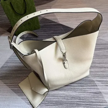 Gucci 763103 Gucci Jackie 1961 Small Shoulder Bag  White Leather